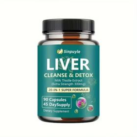 Liver Support Supplement 20-in-1 Detox Formula - Extra Strength Milk Thistle 300mg, 90 Capsules