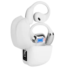 Wireless V5.4 Open Ear Earbuds With Earhook LED Display Charging Case IPX5 Waterproof 300Hrs Standby Time Touch Control Stereo Sport Headphones F (Option: White)