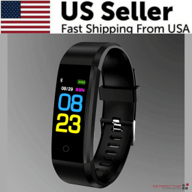 Fitness Smart Watch Activity Tracker Heart Rate For Women Men Oxygen BP Monitor (Color: Black)